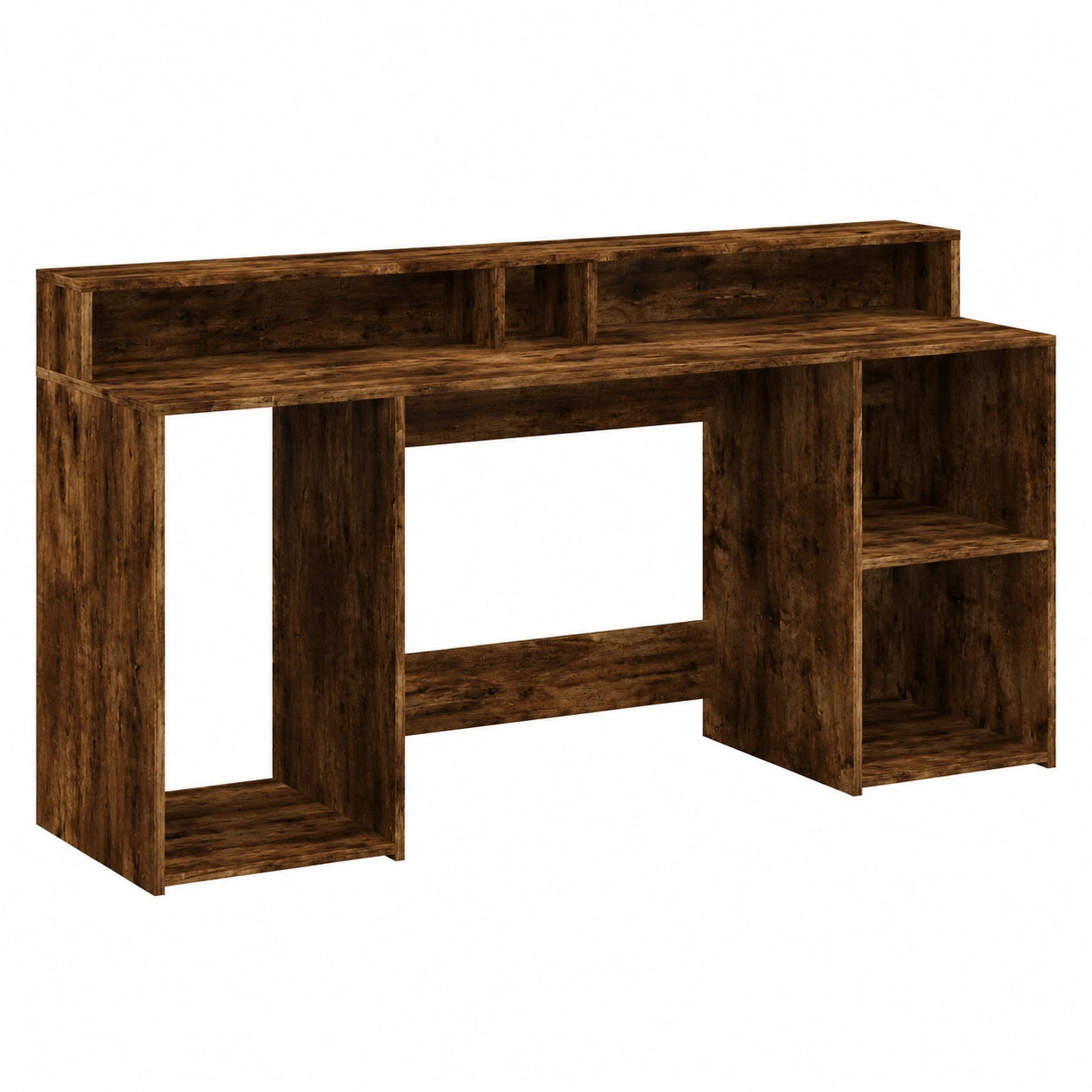 Scrivania Moderna con Luci LED, Rovere Fumo, 200x55x91 cm, Ideale per Computer e Gaming