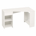 Scrivania Angolare Salvaspazio L a Forma di L in Legno Bianco, 120 cm, con Cassetto e 4 Ripiani, Porta PC, per Ufficio e Studio Moderno, Capacità Massima 145 kg
