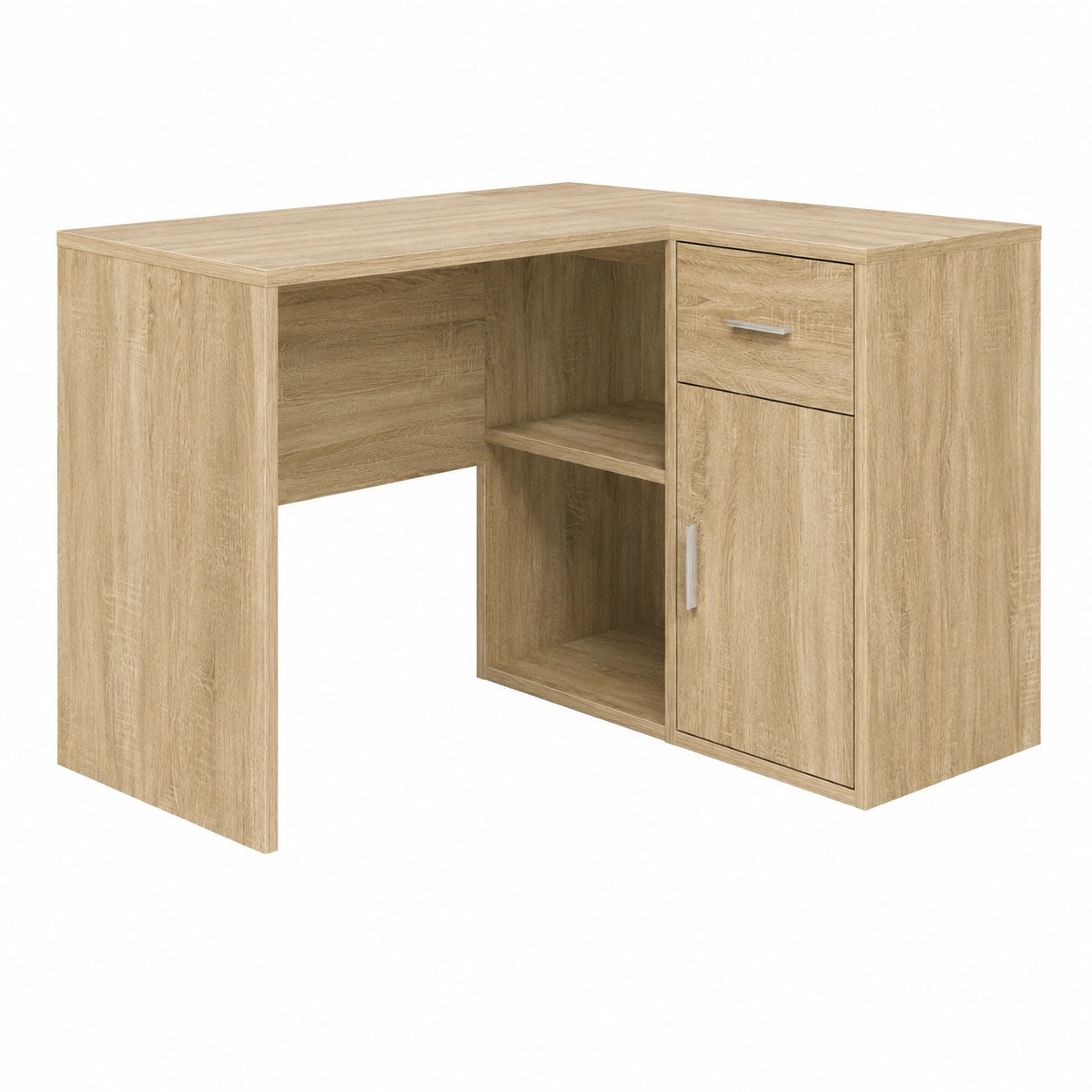 Scrivania angolare in rovere Sonoma con cassetti, 102x88x75 cm, ideale per ufficio e studio