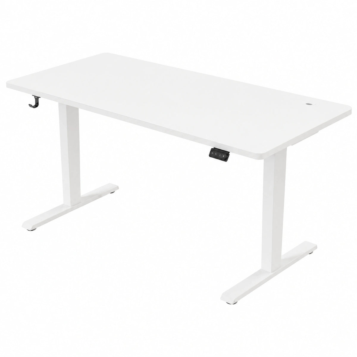 Scrivania elettrica regolabile Devoko, 140x60 cm, con gestione cavi, funzione memoria, postazione ergonomica, bianco