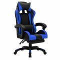 Poltrona da Gaming Ergonomica con LED RGB, Similpelle Blu e Nera, Altezza Regolabile, Poggiapiedi Estensibile, Braccioli e Cuscini per Sostegno