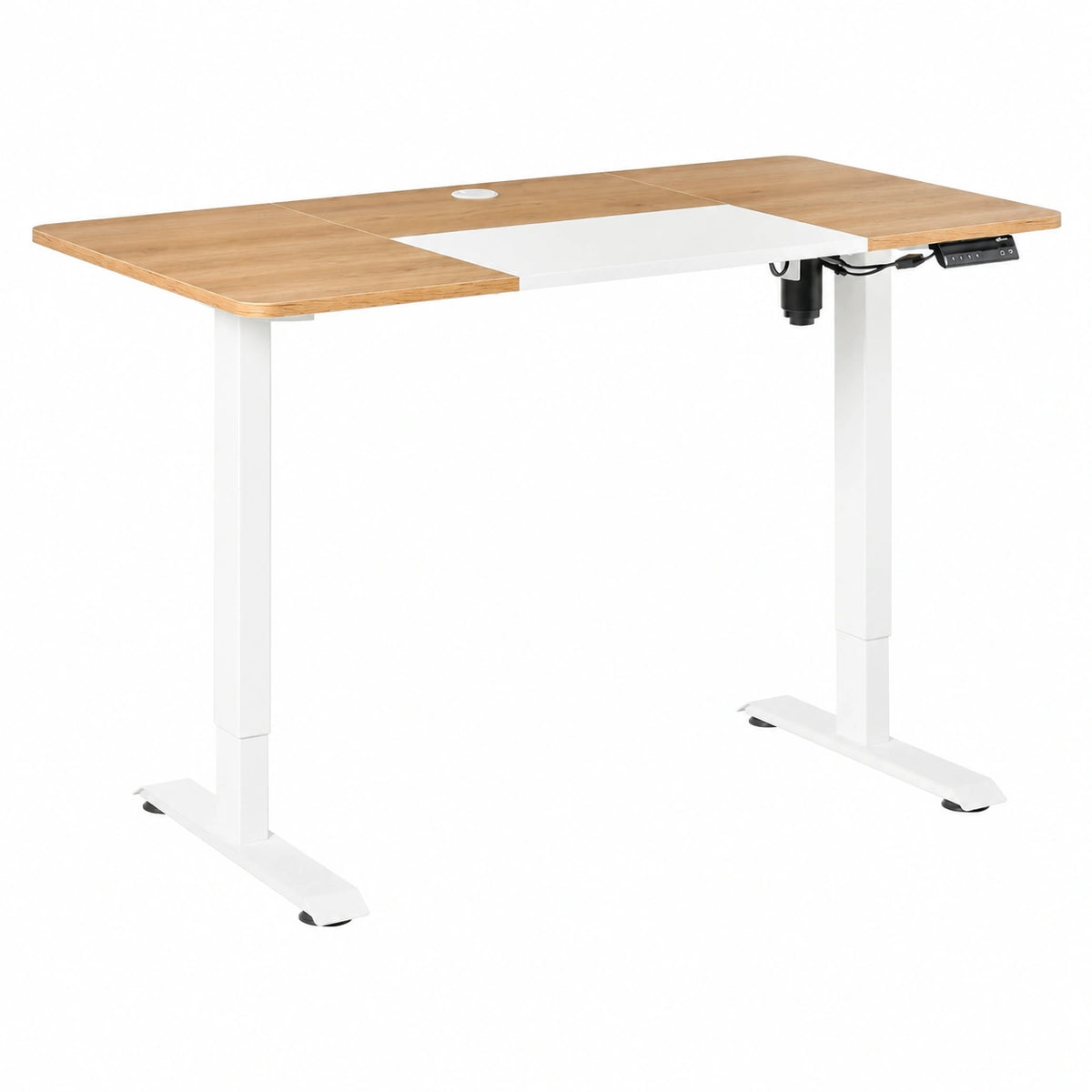 Scrivania Elettrica Vinsetto Regolabile in Altezza con Motore, 140x70 cm, Truciolato Naturale e Bianco