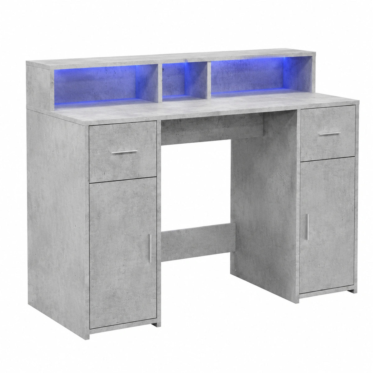 Scrivania Gaming con Luci LED, Grigio Cemento, 120x55x91 cm, per Cameretta