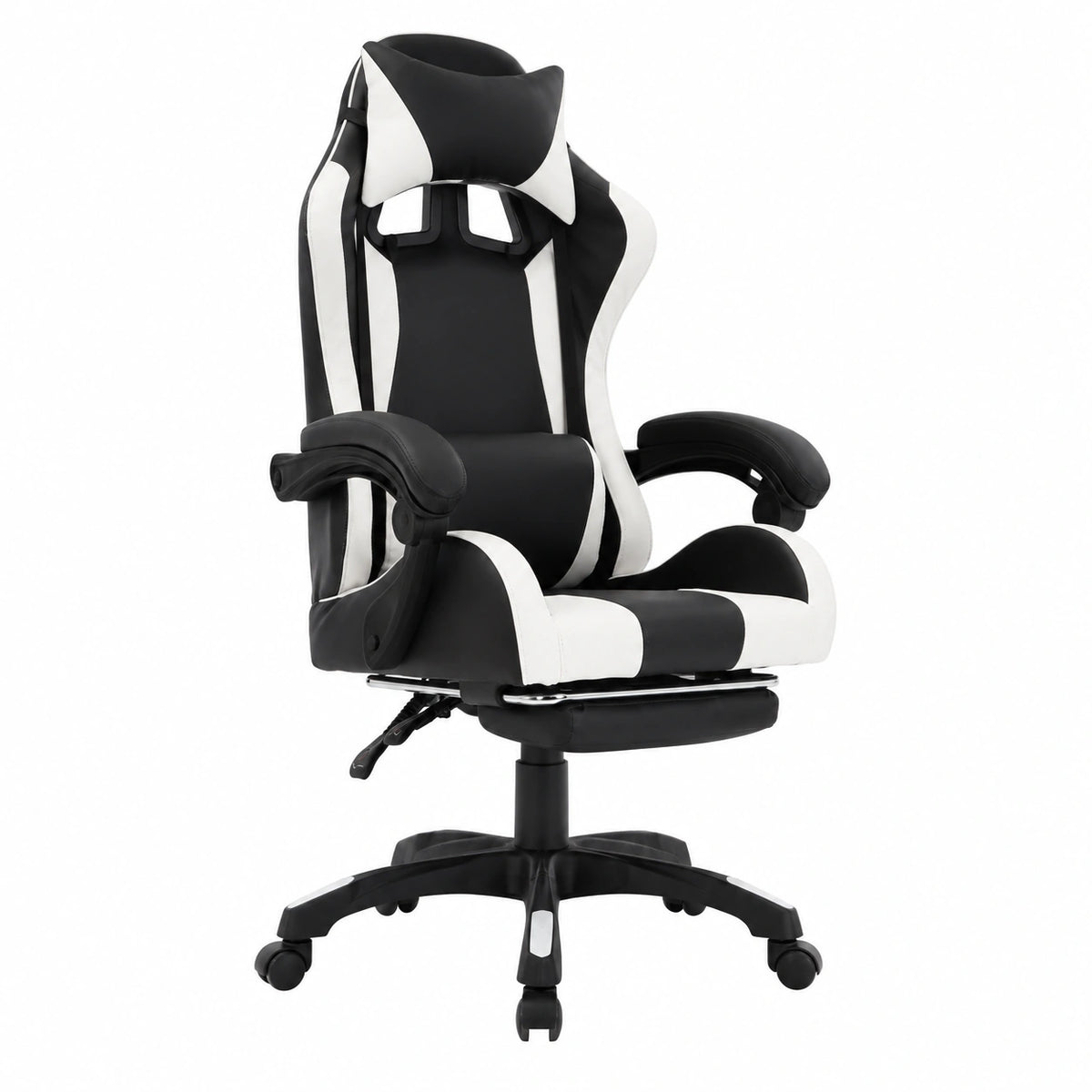 Poltrona da Gaming Ergonomica RGB, Ecopelle Bicolore, Altezza Regolabile, con Braccioli e Poggiapiedi, Adatta per Ufficio e Gaming