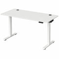 Scrivania Elettrica Regolabile in Altezza con Gancio per Cuffie, Bianco 140x60x72-117 cm