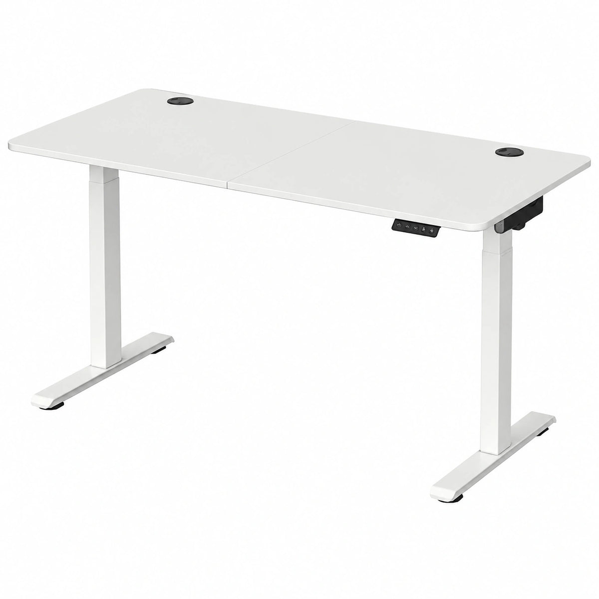 Scrivania Elettrica Regolabile in Altezza con Gancio per Cuffie, Bianco 140x60x72-117 cm