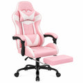 Sedia Gaming Ergonomica con Massaggio e LED, Poltrona per Gamer in Similpelle Rosa, Regolabile con Supporto Lombare e Schienale Inclinabile