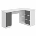 Scrivania angolare moderna AKORD B-20, 3 cassetti e vano con anta, bianco e grigio grafite
