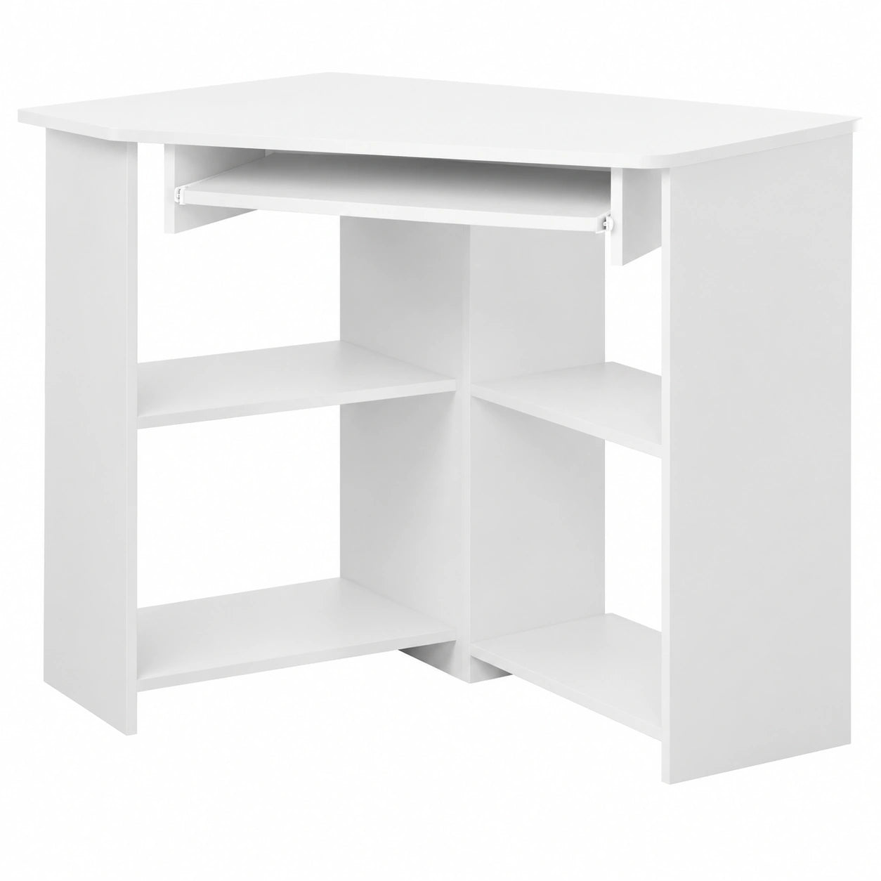 Scrivania Angolare Moderna con Libreria e Cassetti, Salvaspazio per Ufficio e Gaming, 80x74x80 cm, Colore Bianco