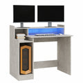 Scrivania Ergonomica in Legno Multistrato con Luci LED RGB, Grigio Cemento, 97x45x90cm, Perfetta per Ufficio e Gaming