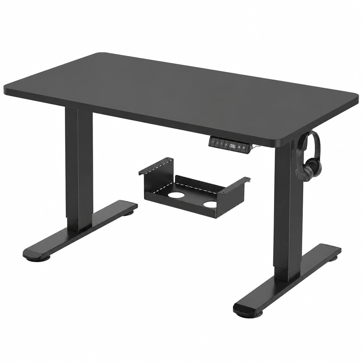 Scrivania Elettrica Regolabile Flamaker 160x80 cm con Memoria e Ruote, Colore Nero