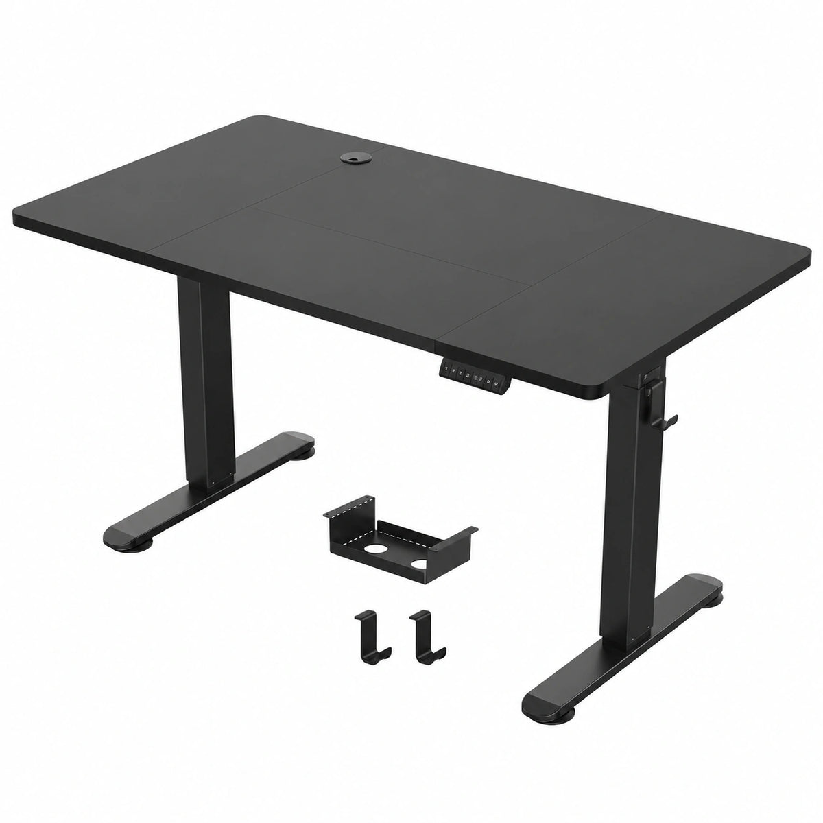 JUMMCIO Scrivania Elettrica Regolabile in Altezza, 140x70 cm, Piano Modulabile in Quattro Parti, Nero, con Funzione Memoria