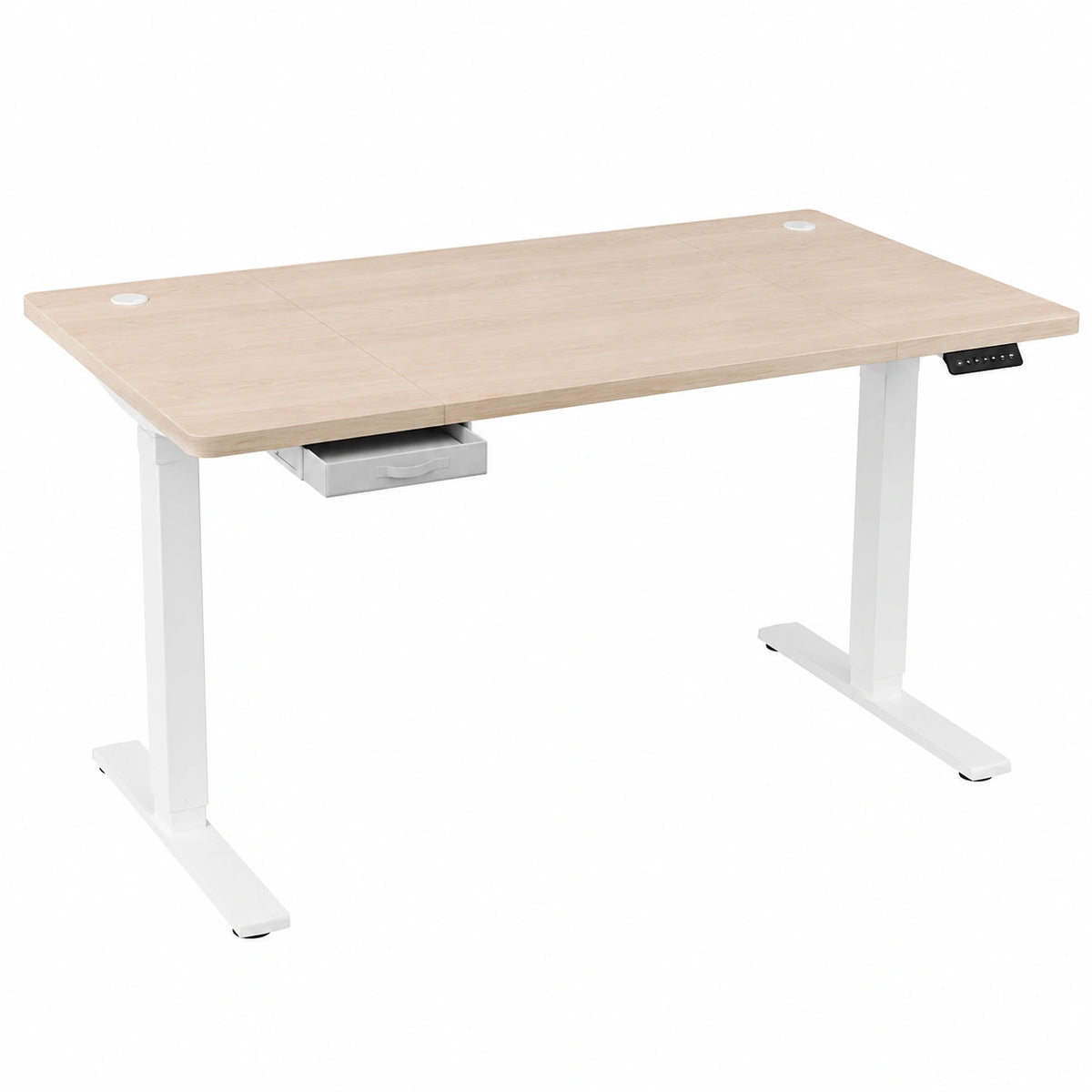 Scrivania Elettrica Regolabile JUMMICO con Memoria a 6 Posizioni, Piano 180x80 cm, Cassetti e Portacuffie Integrati, Ideale per Ufficio e Gaming, Beige