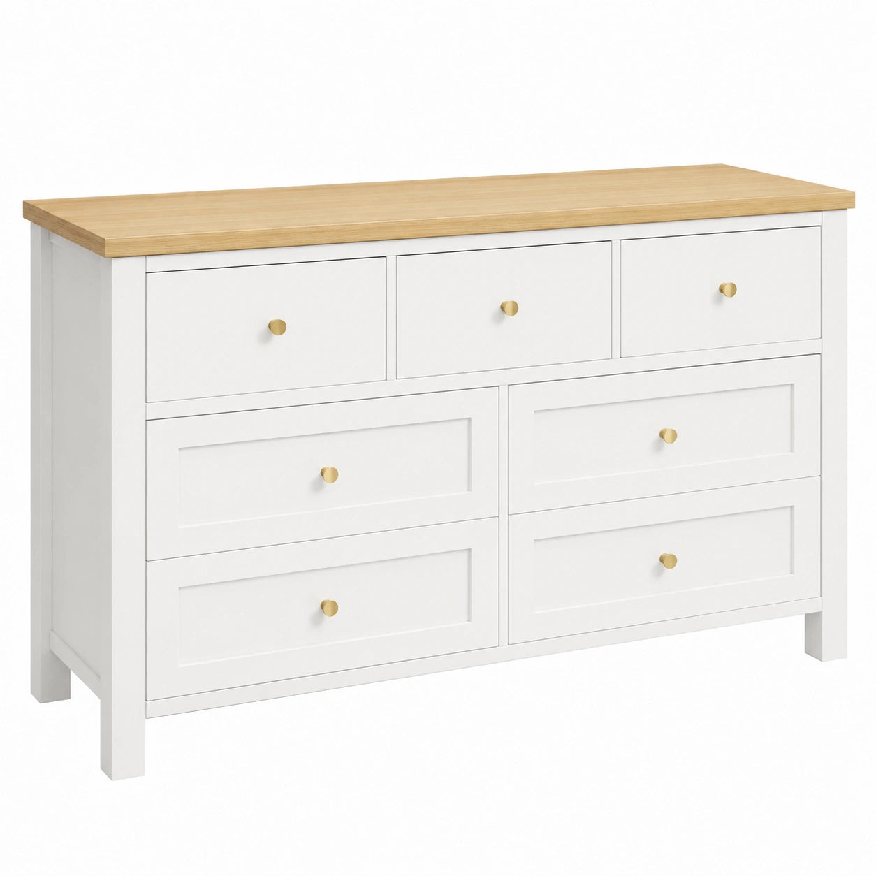 Scrivania angolare L con 7 cassetti, rotazione a 360°, 120x40x70 cm, truciolato rovere e bianco, ideale per ufficio e casa