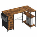 Scrivania Angolare HLONONE con Cassetti in Tessuto, 120x80 cm, Spazio di Archiviazione Funzionale